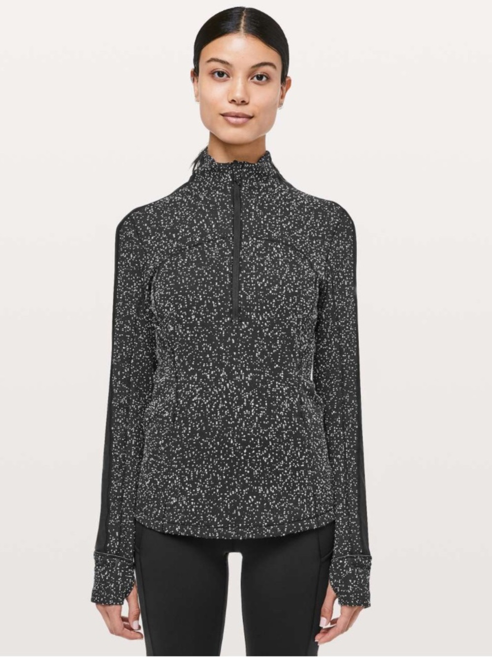 Lululemon Run Briskly 1/2 Zip - Black & White Speckle size 12